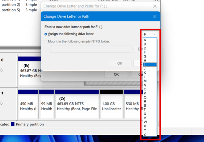 Disk Management Select A New Drive Letter