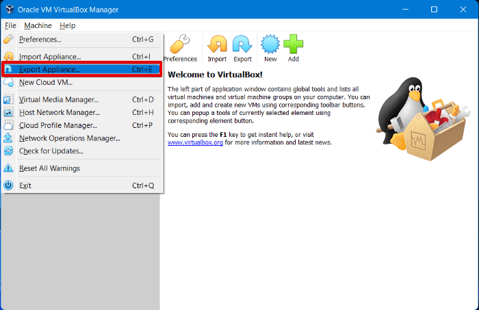 Export Ova File Virtual Box