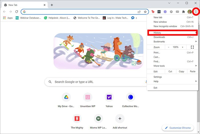 Google Chrome Parental Controls Browsing History Menu