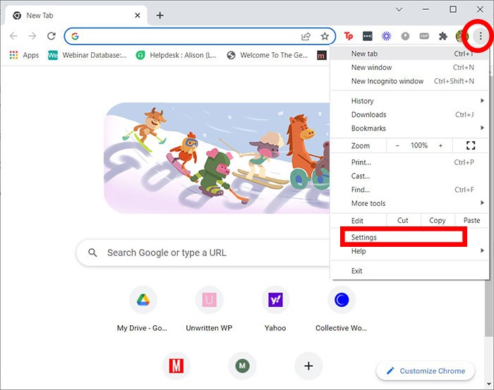 Google Chrome Parental Controls Settings Menu