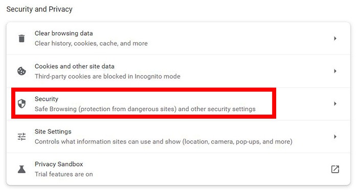Google Chrome Parental Controls Settings Security Menu