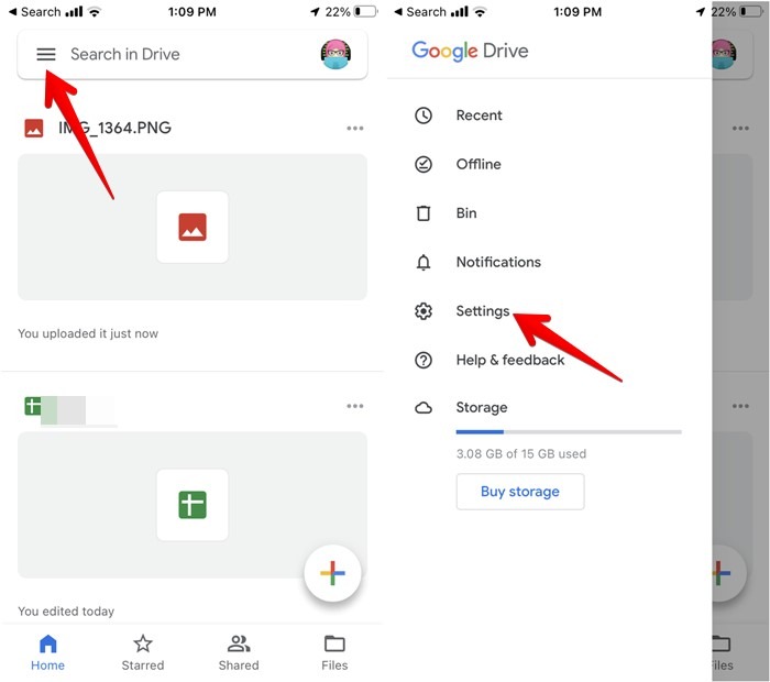 Google Drive Settings