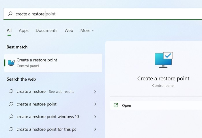 High Memory Fix Create Restore Point