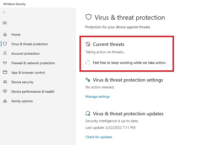 High Memory Fix Taking Action On Threats