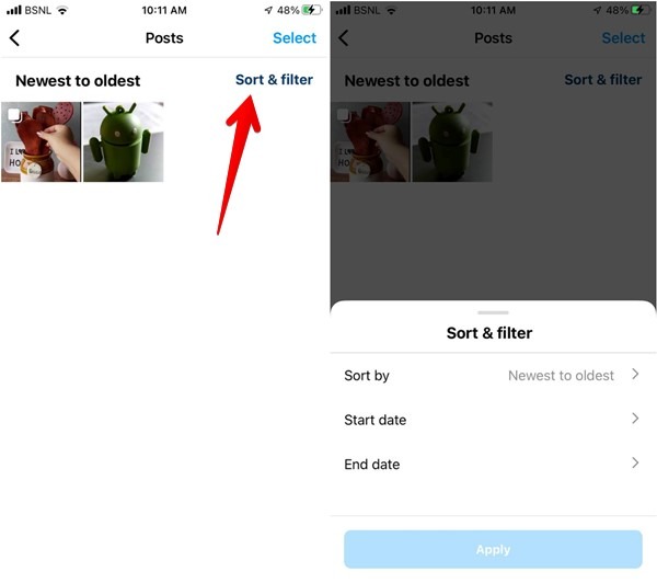 Instagram Posts Rearrange