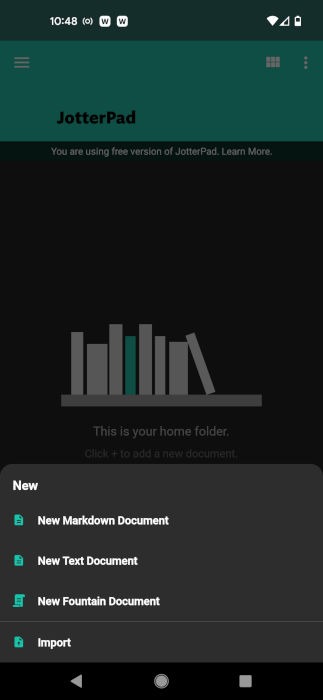 Markdown Editor Jotterpad Menu