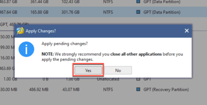 Minitool Apply Changes Warning