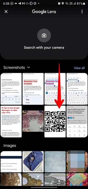 Scan Qr Code Screenshot Image Google Lens App