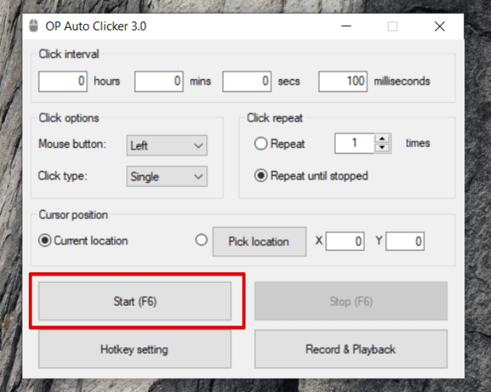 Start Op Auto Clicker