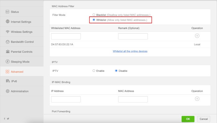 Tenda Wireless Router Whitelist Mode