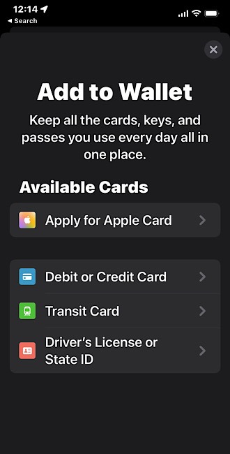 Wallet Drivers License Add
