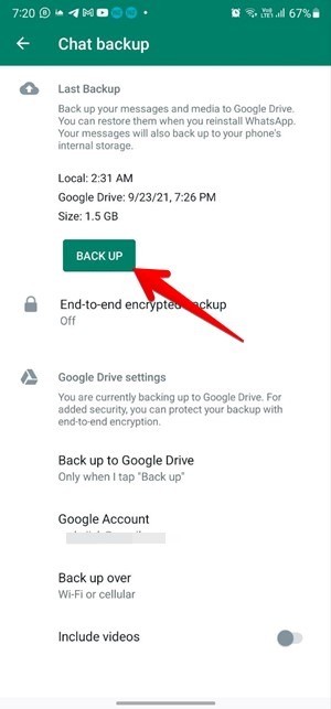 Whatsapp Backup Android Create
