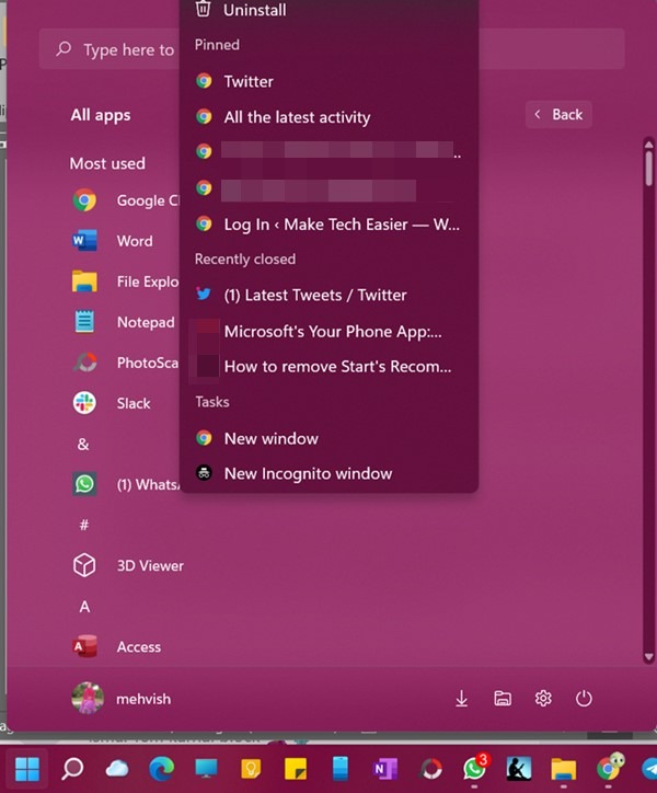 Windows 11 Apps Right Click