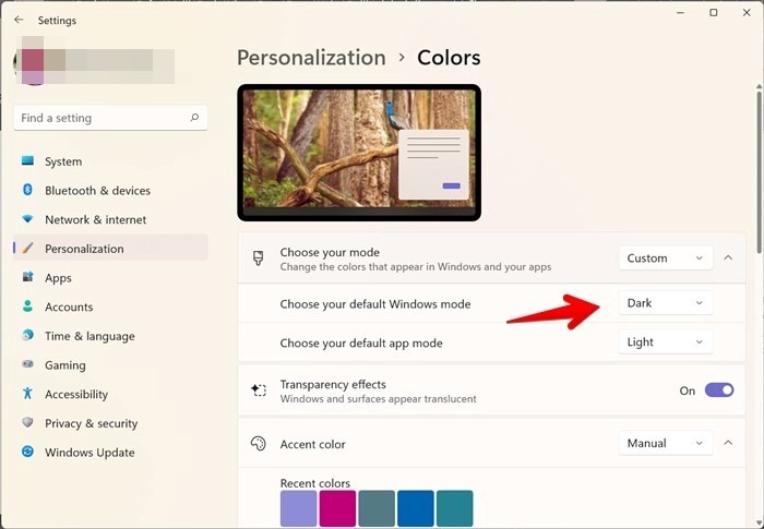 Windows 11 Color Window