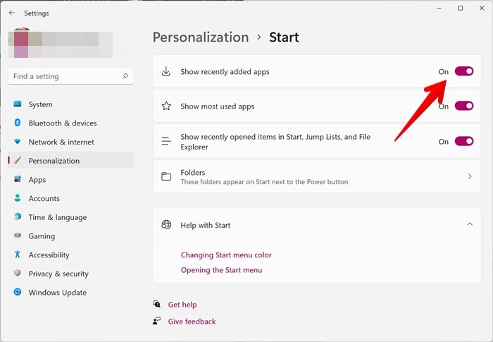 Windows 11 Settings Personalization Recently Added