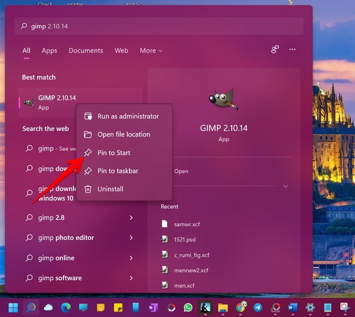 Windows 11 Start Menu Pin App Search