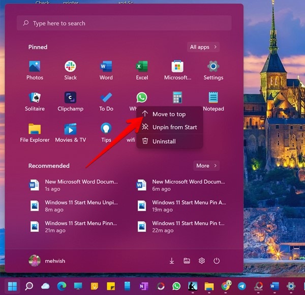 Windows 11 Start Menu Pin To Top