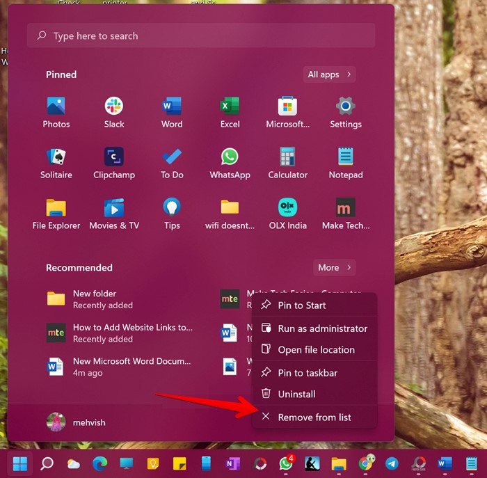 Windows 11 Start Menu Remove Recommended Item