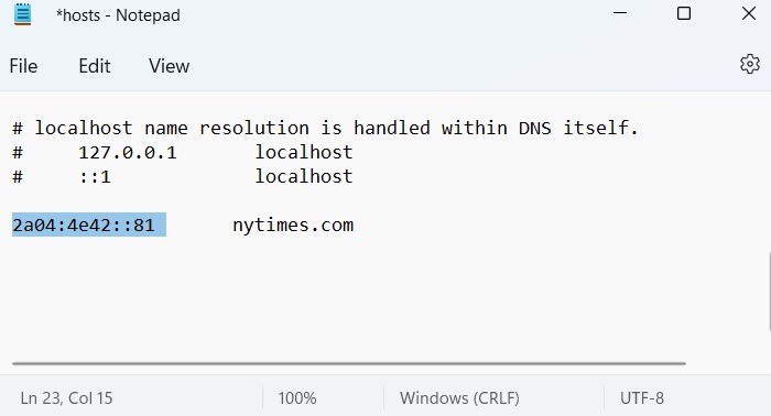 Windows Hosts File Browser Redirected Ip In Notepad.pg 