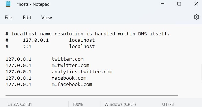 Windows Hosts File Browser Sites Being Blocked