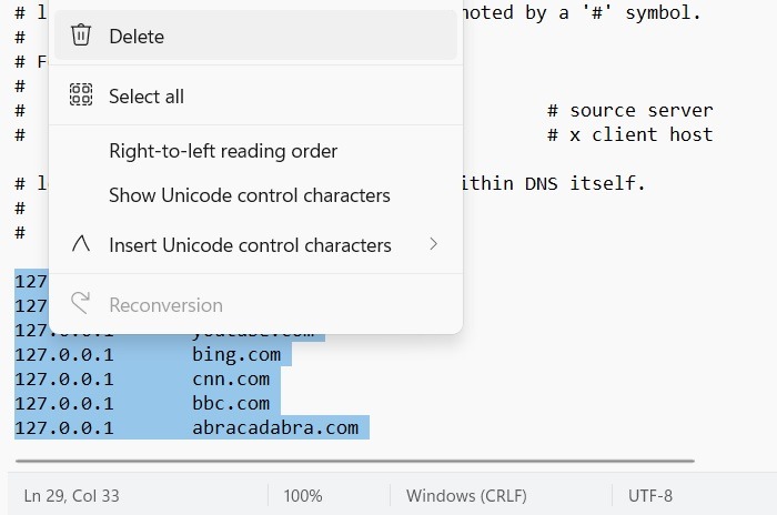 Windows Hosts File Clear Hosts File