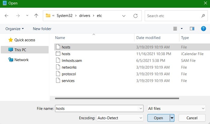 Windows Hosts File Notepad Admin All Files Open