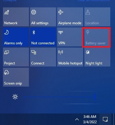 Windows Transparency Effects Battery Saver