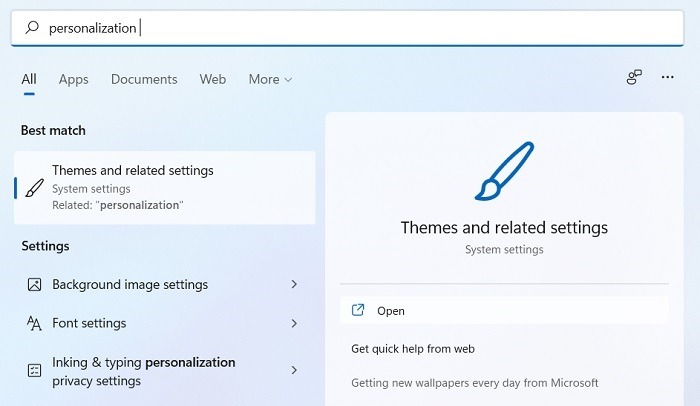 Windows Transparency Effects Personalization Search Menu