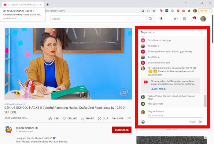 Youtube Live Chat Feature