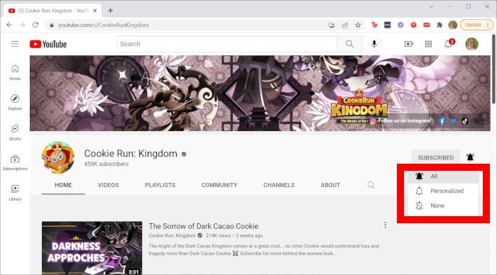 Youtube Live Subscribe Notifications