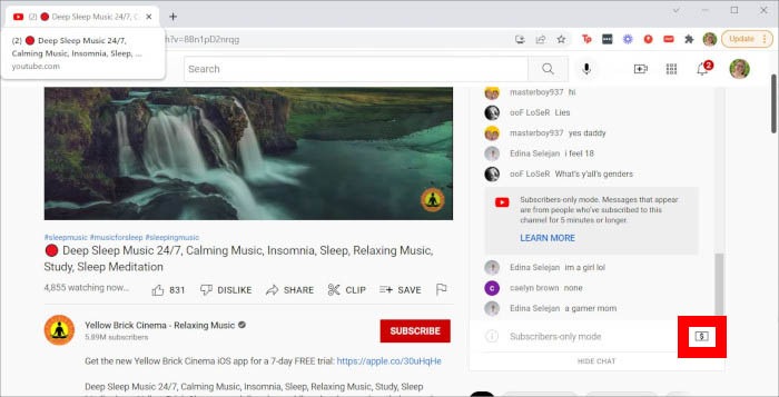 Youtube Live Super Chat Button