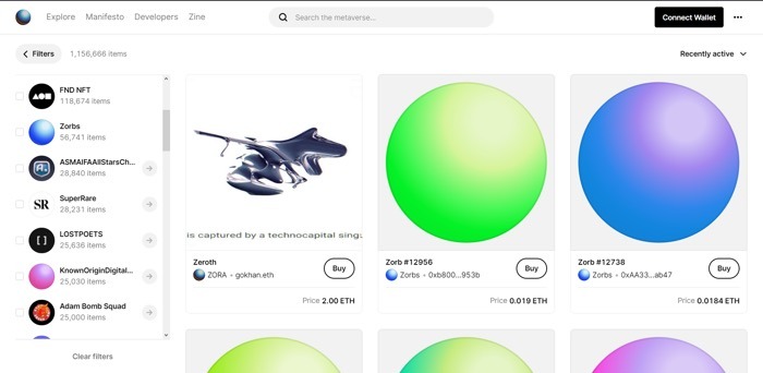 Zora Nft Platform Homepage