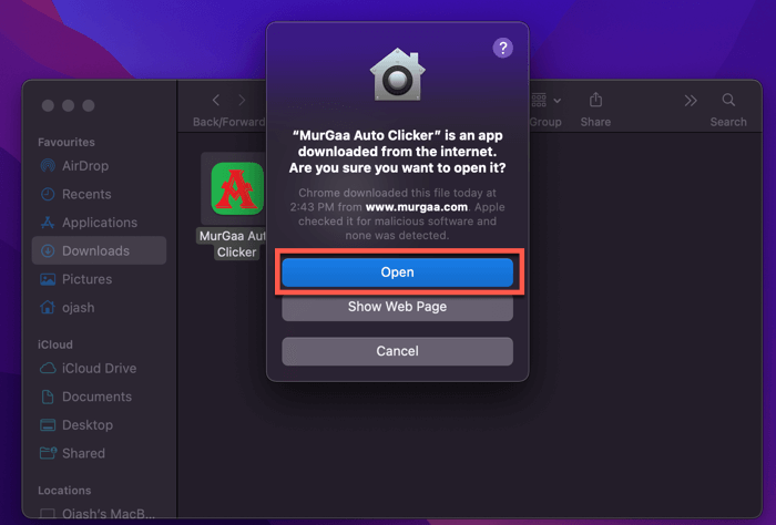 Accept Warning Andclick On Open