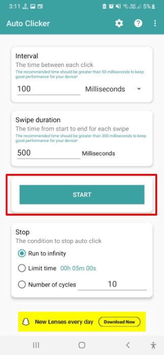 Android Auto Clicker Start Automation