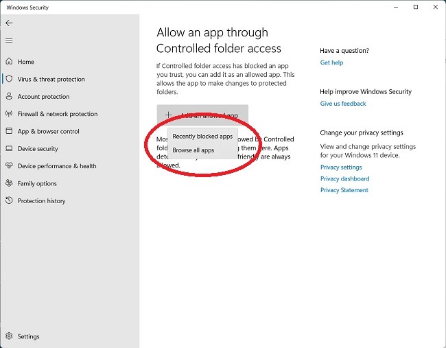 Controlled Folder Access2