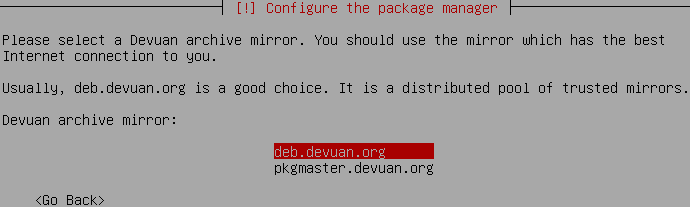 Devuan Linux 18 Mirrorselect