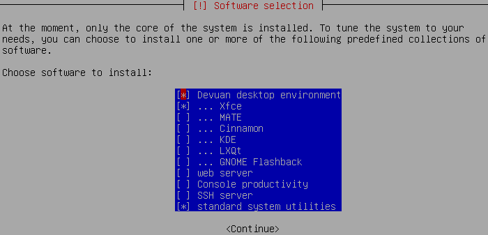 Devuan Linux 20 Package Select