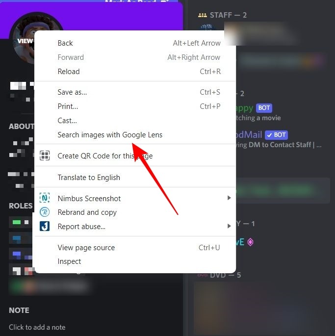 Discord Avatar Search Lens Chrome