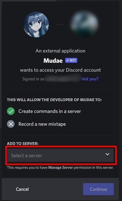 Discord Avatar Select Bot Adding