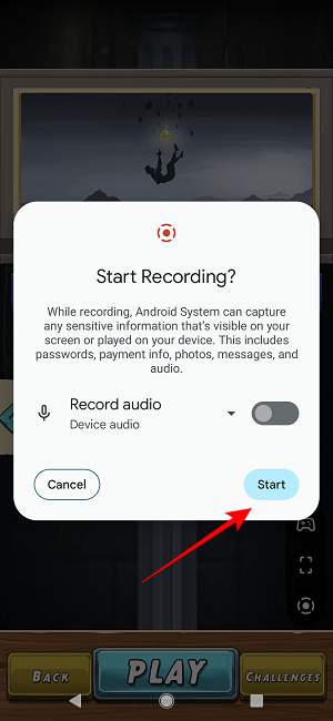 Game Dashboard Start Recording