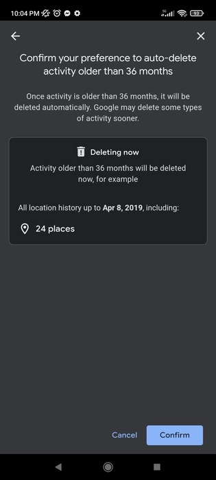 Google Location Delete Location History Mobile Auto Delete Confirm