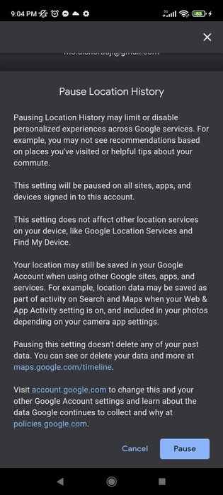 Google Location Disable Location History Mobile Pause