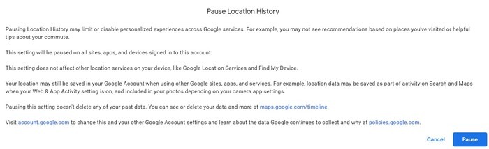 Google Location Disable Location History Desktop Maps Pause Location History