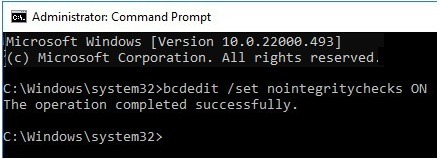 Turning off integrity checks in Windows.