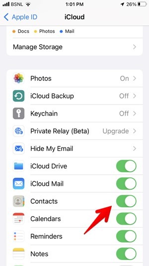 Iphone Icloud Contacts Enable
