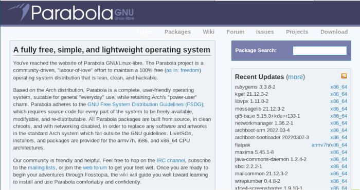 Linux Libre 07 Parabola Website