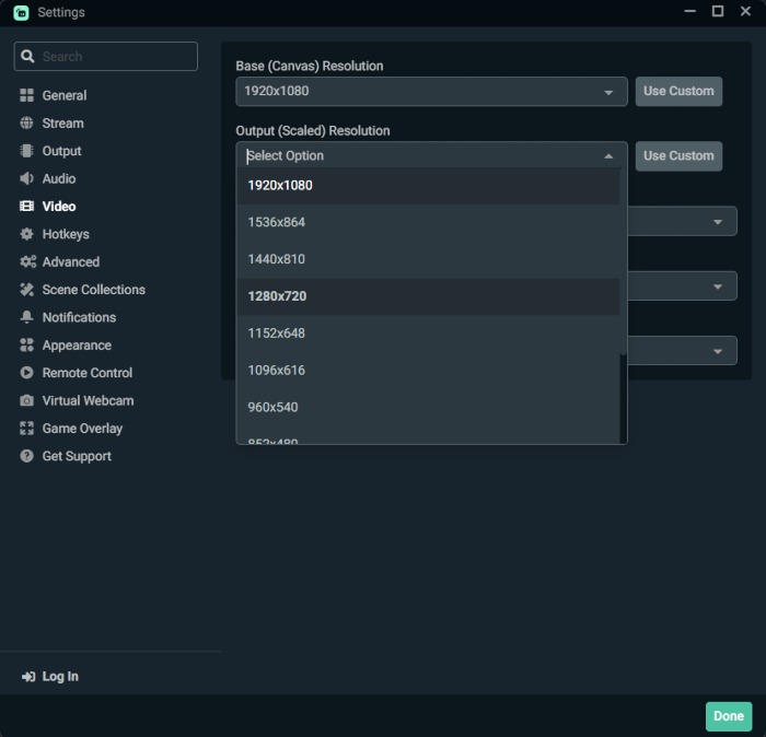 Live Streaming Software Streamlabs Resolution