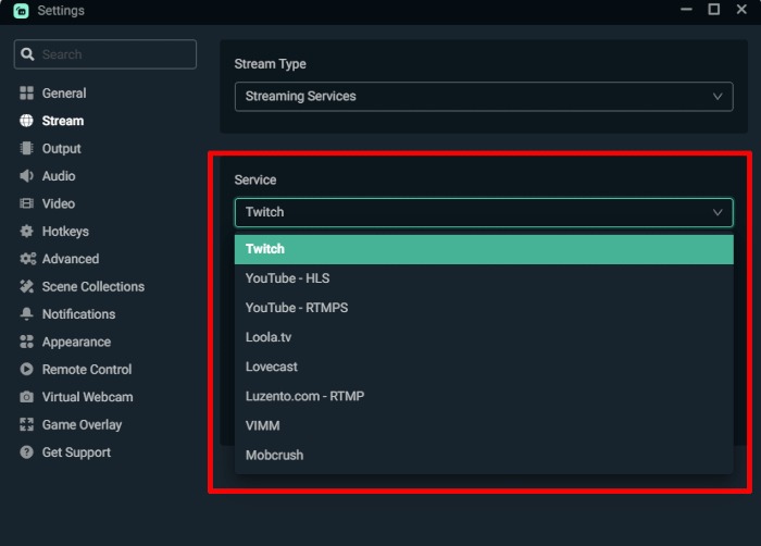 Live Streaming Software Streamlabs Supported Services