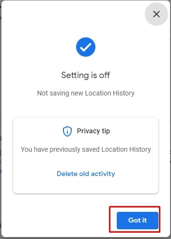 Location Settings Off