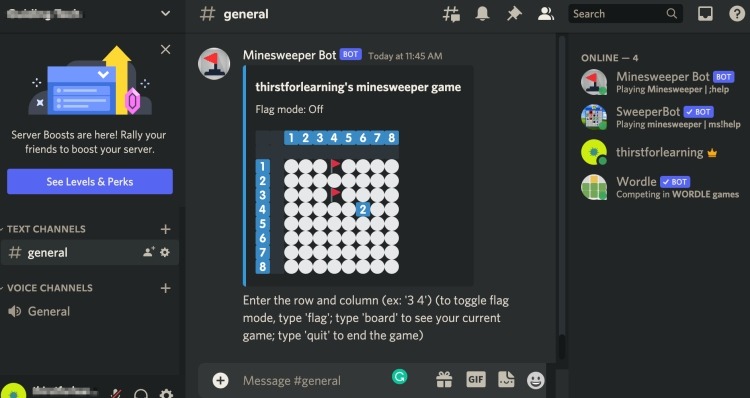 Minesweeper Discord Gaming Bot